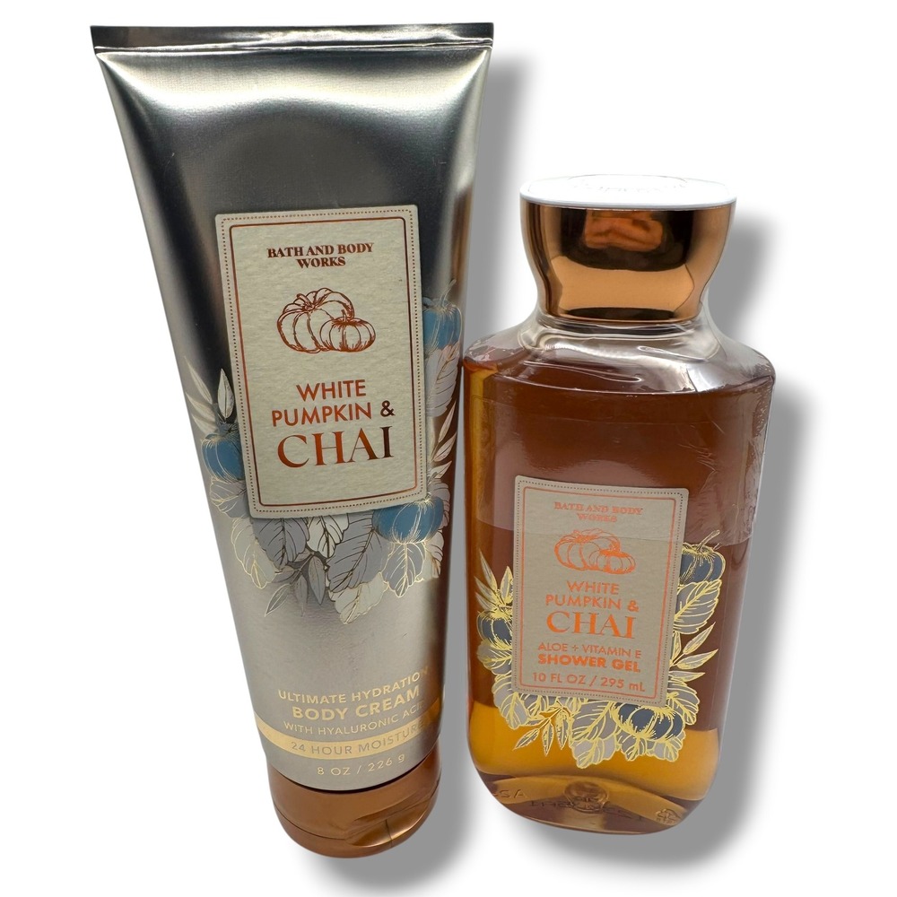 Bath and Body Works White Pumpkin & Chai Body Cream Shower Gel Set